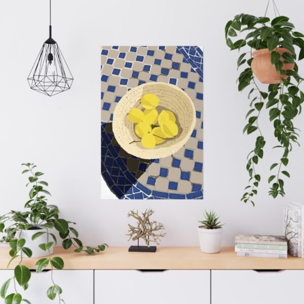 matte poster — mediterranean tile still life with lemon bowl matte poster — mediterranean tile still life with lemon bowl