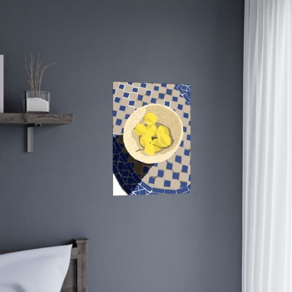 matte poster — mediterranean tile still life with lemon bowl