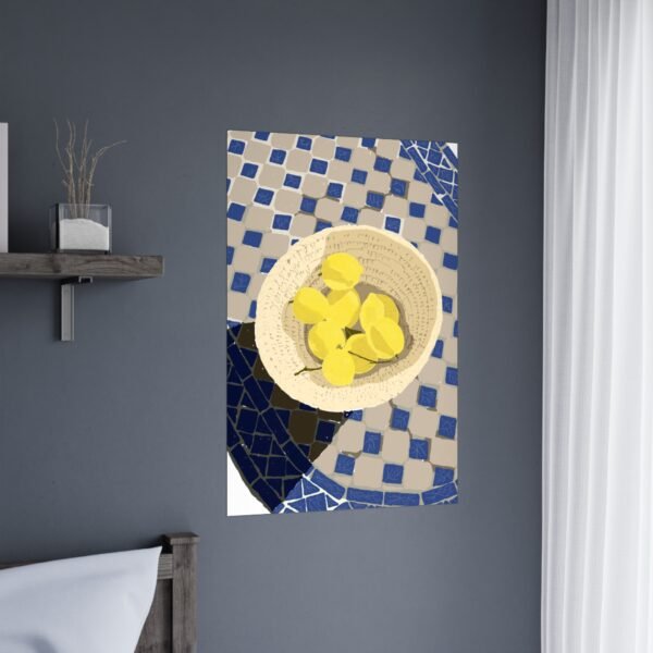 matte poster — mediterranean tile still life with lemon bowl