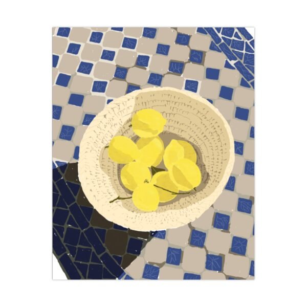 matte poster — mediterranean tile still life with lemon bowl