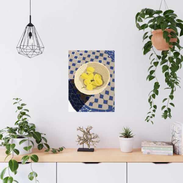 matte poster — mediterranean tile still life with lemon bowl