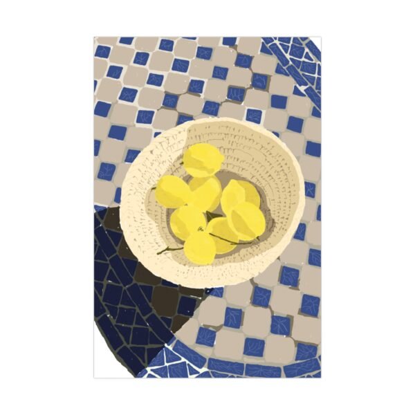 matte poster — mediterranean tile still life with lemon bowl