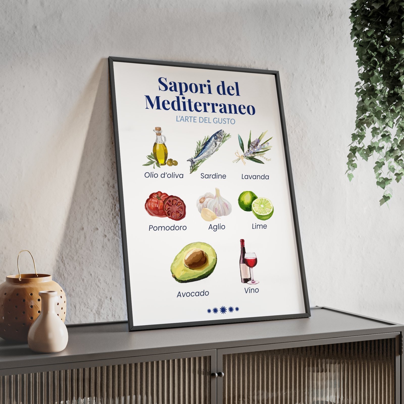 sapori del mediterraneo — affiche encadrée en bois