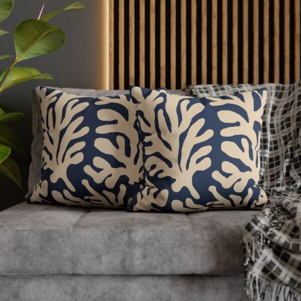 taie d’oreiller imitation daim – motif marin corail