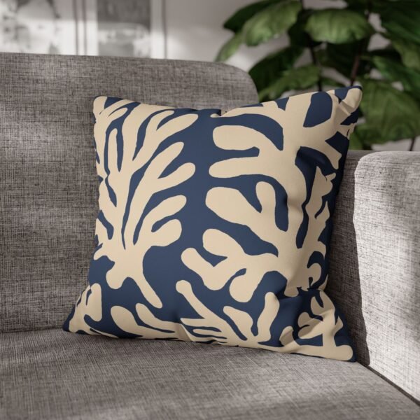 taie d’oreiller imitation daim – motif marin corail