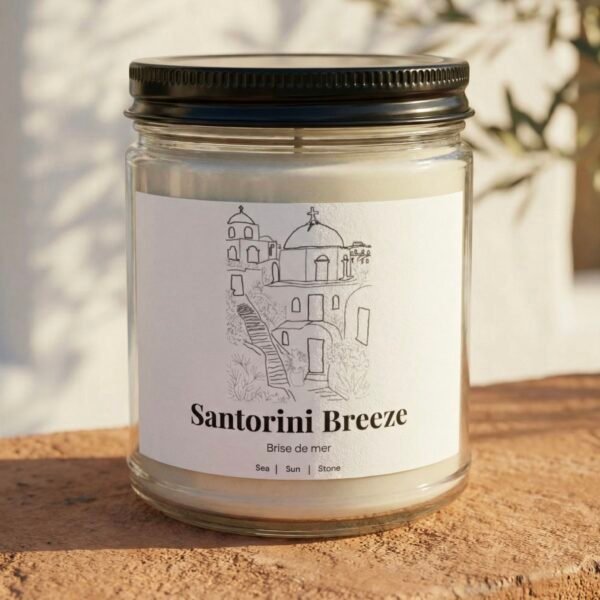 bougie santorini breeze — voyage au cœur de la méditerranée — parfum brise de mer bougie santorini breeze — voyage au cœur de la méditerranée — parfum brise de mer