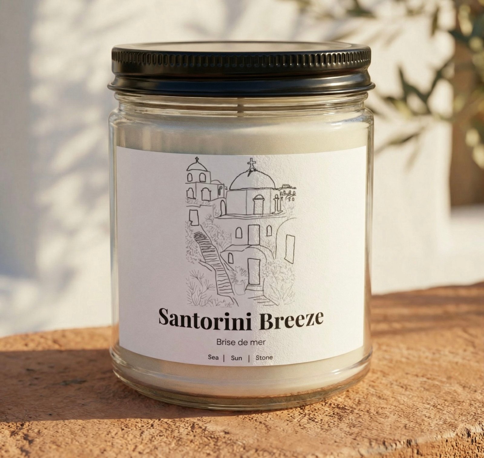 bougie santorini breeze — voyage au cœur de la méditerranée — parfum brise de mer bougie santorini breeze — voyage au cœur de la méditerranée — parfum brise de mer
